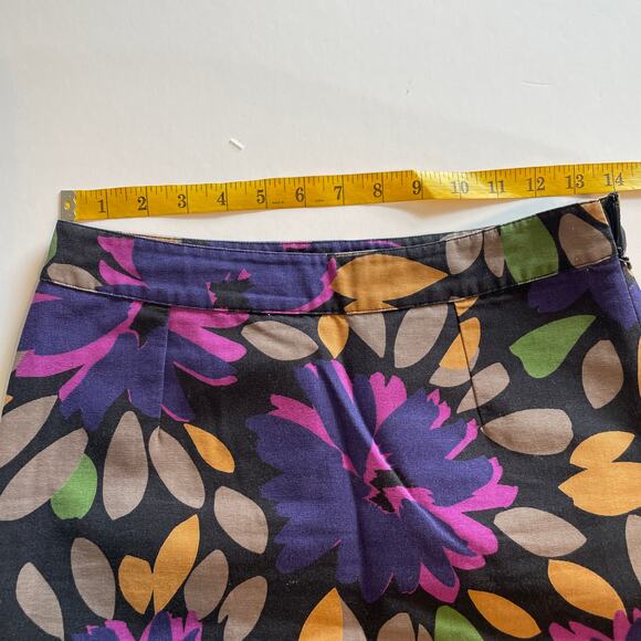 Boden Floral A-Line Midi Skirt Womens Size 8 8R Black Multicolor Bold Career - Picture 10 of 11